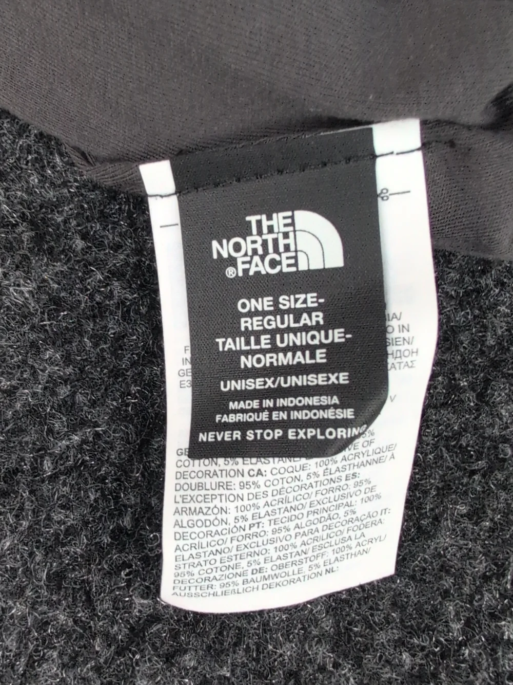 The North Face Salty Lined Beanie One Size Black Unisex Ribbed Cuffed Logo Box